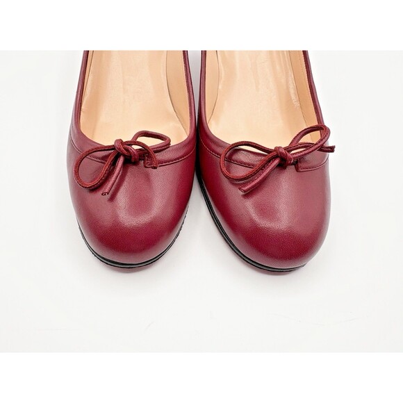 Christian Louboutin Red/Burgundy Ballet Style Kitten Heels Bow Accent Sz EU 37 7 - Picture 6 of 14